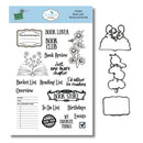 Elizabeth Craft Designs Book Lover Stamp & Die Set with reading list stamps, floral book illustration and coordinating dies for journaling and scrapbook projects