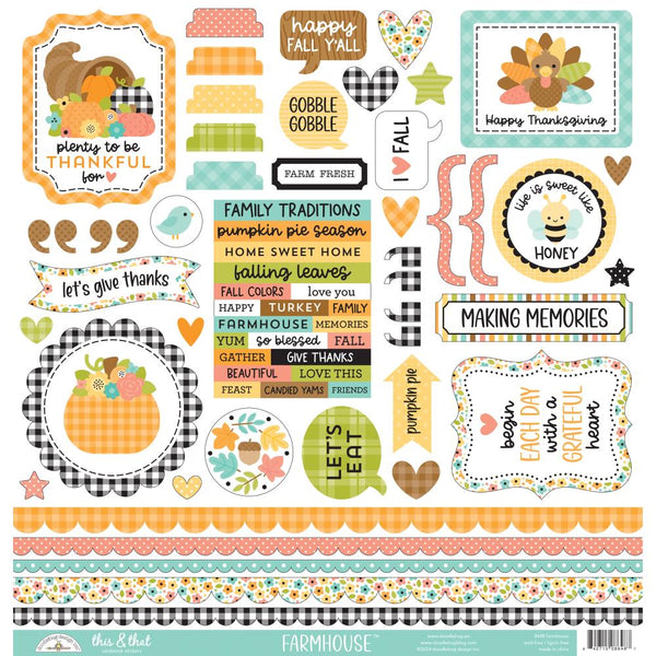 Doodlebug Cardstock Stickers Farmhouse