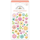 Doodlebug Sprinkles Adhesive Glossy Enamel Shapes Flower Garden, 42/Pkg