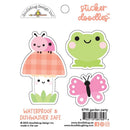 Doodlebug Water Bottle Sticker Doodles Garden Party, Butterfly Kisses