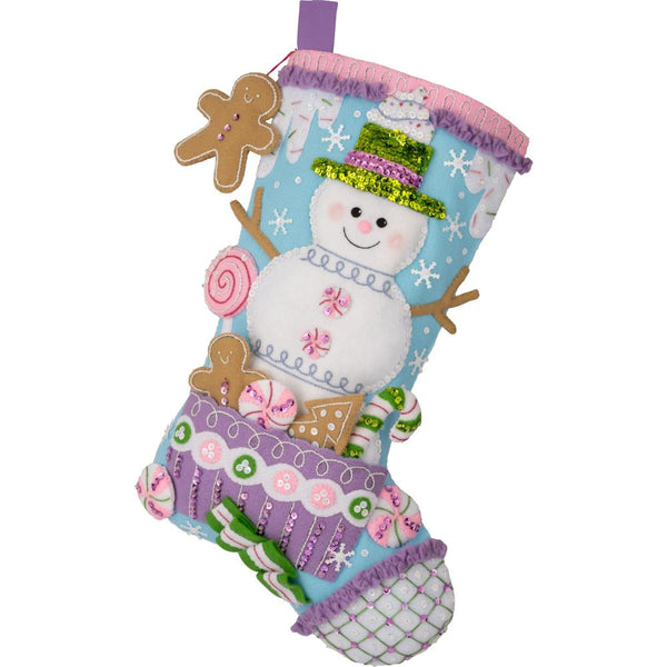 Bucilla Felt Stocking Applique Kit 18" Long Snowman's Candy Confections