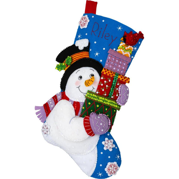 Bucilla Felt Stocking Applique Kit 18" Long Holiday Gift Tower