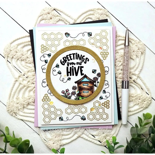Picket Fence Studios Clear Stamps - Wreath Building: Greetings from our Hive*