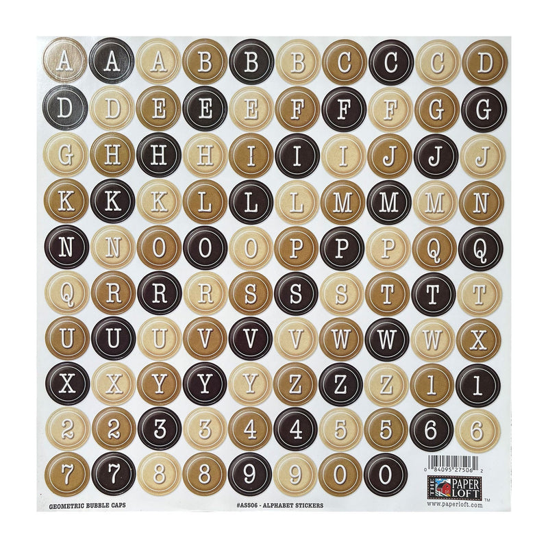 The Paper Loft 12"x 12" Cardstock Alphabet Stickers - Geometric Bubble Caps