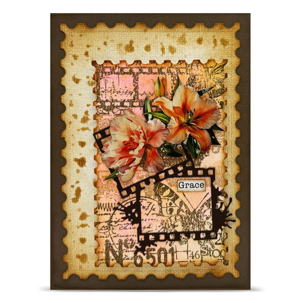 Decorative card with floral design and 'Grace' text on a textured background