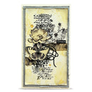 Decorative card with floral and butterfly design on a textured background