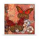 Artistic depiction of butterflies with mechanical gears on a textured background with 'Dream Big' text.