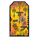 Decorative card with mindfulness, serenity, and acceptance text on an orange and yellow gradient background.