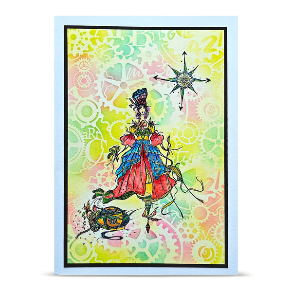 Colorful artwork of a stylized figure with intricate patterns on a vibrant background