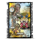 Steampunk-themed phone case with a character wearing goggles and a hat, surrounded by gears and a pressure gauge.
