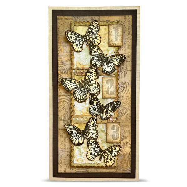 Decorative wall art with butterflies on a textured background
