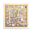 Decorative card with butterfly patterns and text on a white background