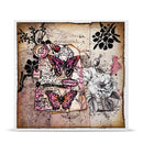 Artistic collage with butterflies, flowers, and text on a textured background