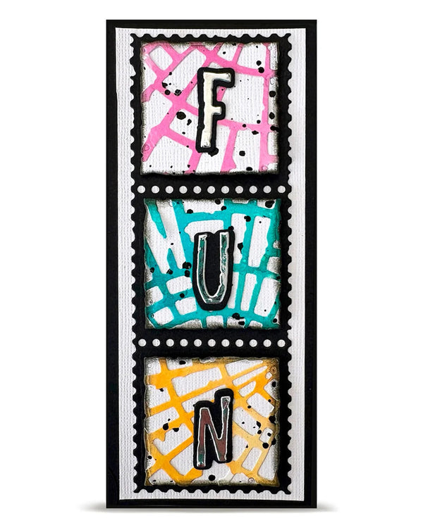 Decorative wall art with colorful letters 'F', 'U', and 'N' on a white background