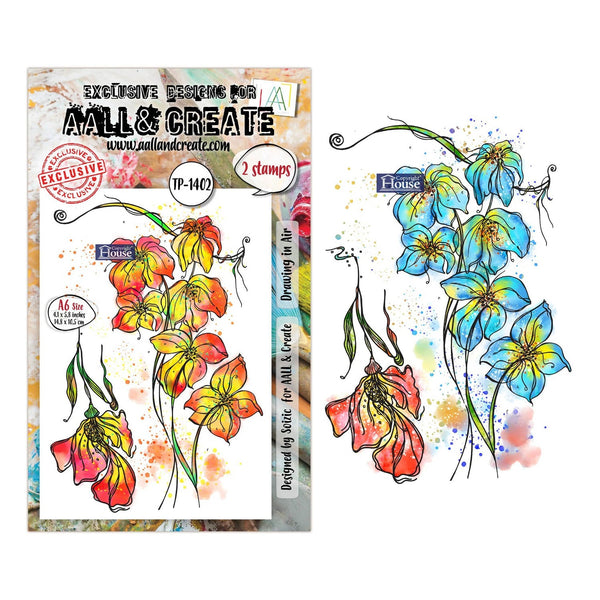 Aall & Create stamp set with colorful floral design on a white background