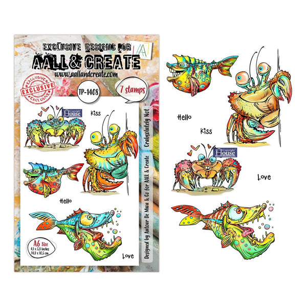 Aall & Create stamp set with colorful sea creature designs on a white background