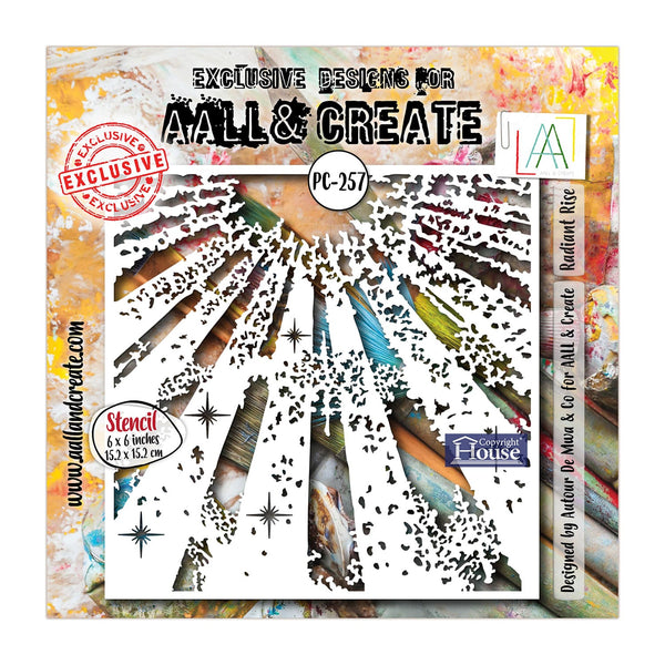 Stencil set with colorful designs on a branded packaging