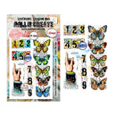 Packaging of All & Create stamps with butterfly and number designs on a white background