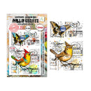 Two stamp sets with birds and butterflies on a white background