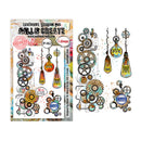 Decorative stamps with gears and light bulbs on a white background, featuring 'All & Create' branding.