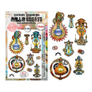 Decorative stamps with steampunk design on a white background