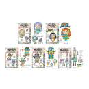 Set of colorful character stickers on a white background