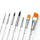 Set of paint brushes with orange bristles on a white background