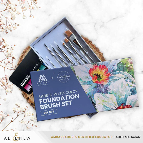 Artists' Watercolor Foundation Brush Set with packaging on a white background