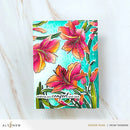 Card with colorful floral design and text 'wishing you comfort and calm' on a white background