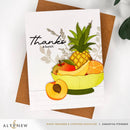 Card with fruit illustration and 'Thanks a bunch' text, featuring the brand 'Altenew'.