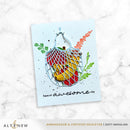 Greeting card with colorful net and 'have an awesome day' text on a light blue background, featuring the brand 'Altenew'.