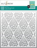 Altenew Flourishing Coral Background Stencil with brand name on a white background
