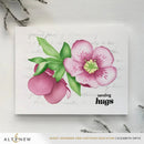 Card with pink flowers and 'sending hugs' text on a white background, featuring the brand 'Altenew'.