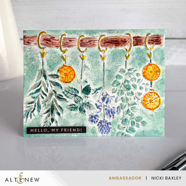 Greeting card with floral design and 'Hello, my friend!' text on a white background