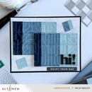 Clear stamp set with geometric designs and text on a white background, featuring the brand 'Altenew'.