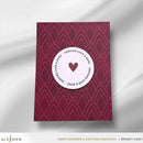 Card with geometric pattern and heart design on a white background