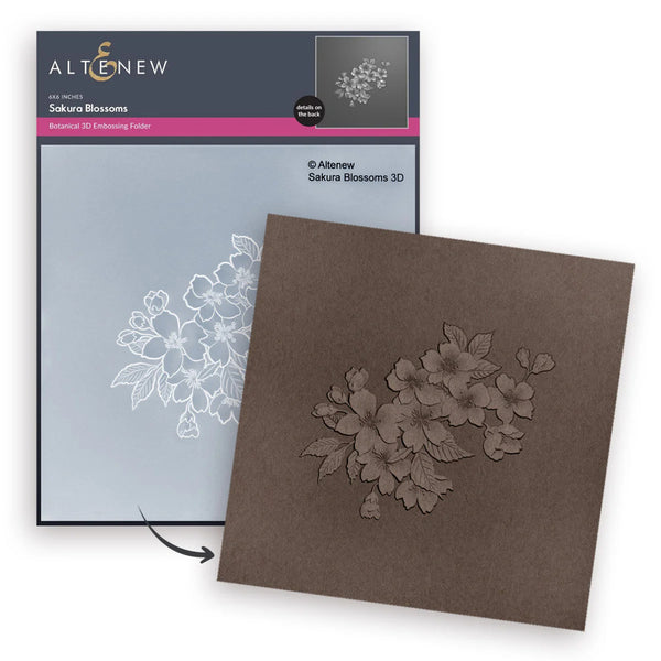 Altenew Sakura Blossoms 3D embossing folder packaging with embossed floral design on a white background