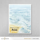 Poster with ocean scene and 'sending an ocean of thanks' text on a gray background