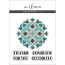 Decorative die set with Arabesque Medallion design and motivational phrases on a white background.
