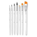 Set of artist brushes with different bristle types on a white background