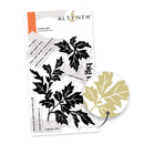 Altenew Leafscape stamp set with black and gold leaves on a white background