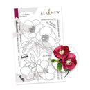 Clear stamp set with floral designs and sentiments on a white background, featuring the brand 'Altenew'.