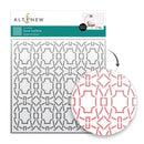 Altenew Luxe Lattice background stencil with a close-up of the pattern on a white background