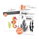 Altenew Graceful Seahorse die set and Stamp Set on a white background