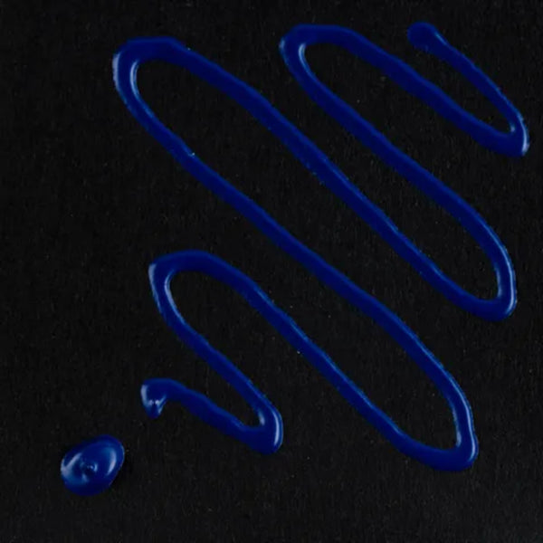 Blue nail polish swatch on a black background