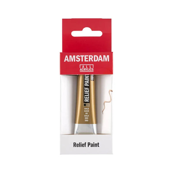 Amsterdam Relief Paint tube packaging on a white background