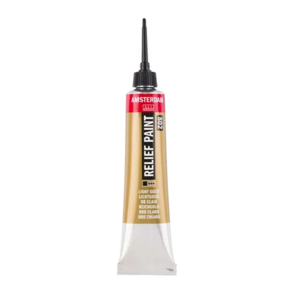Tube of relief paint with a white background