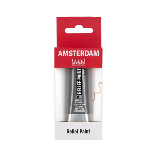 Amsterdam Relief Paint packaging on a white background
