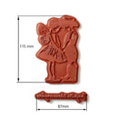 Terracotta-colored decorative item with measurements on a white background