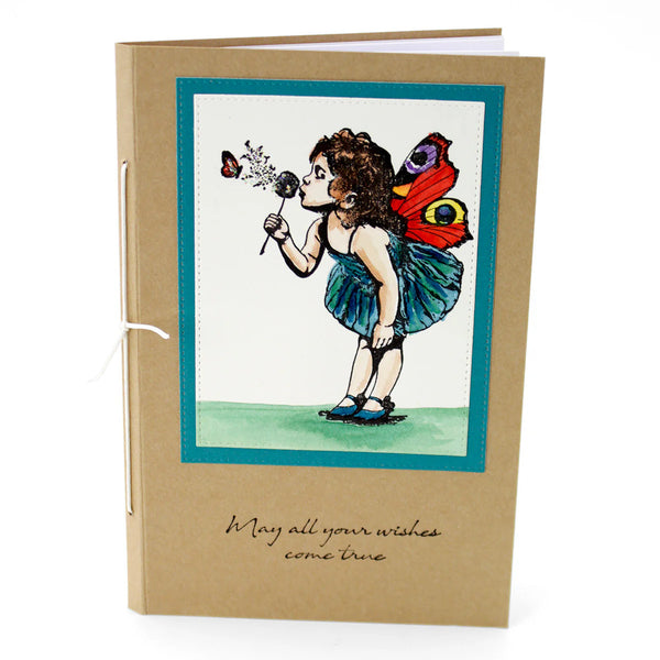 Greeting card with fairy illustration and text on a white background